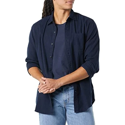 Immagine di Amazon Essentials Camicia in Flanella a Maniche Lunghe (Disponibile Taglie Extra Forti) Uomo, Blu Marino, XXL