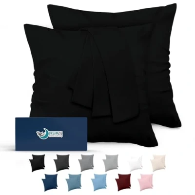 Immagine di Federe Cuscini 80x80 (Set 2) Dreamzie in Microfibra OEKO TEX Certificazione Copricuscini Dolce Nero