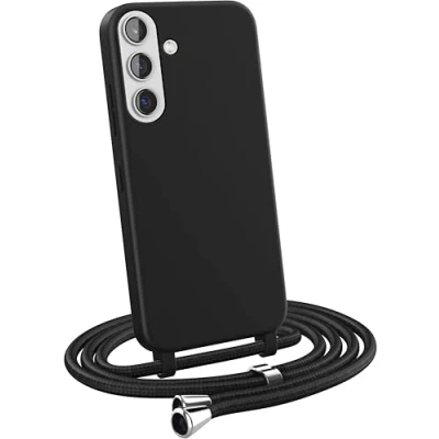 Immagine di MyGadget Cover per Samsung Galaxy S24 Custodia con Corda Case Cordino Opaca Antiurto/Bumper Laccio/Tracolla Practical Stylish Collo Nero