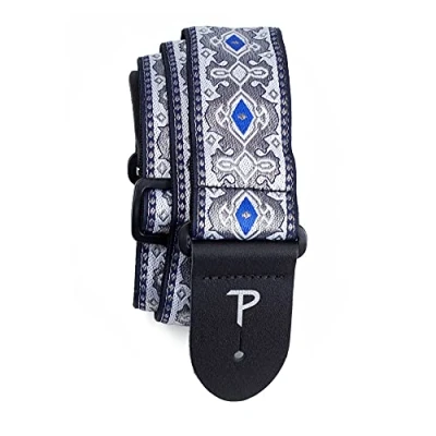 Immagine di Perri&#039;s Leathers Ltd. Tracolla Per Chitarra Nylon Jacquard Argent Royal Regolabile Chitarre Acustiche/Elettriche/Bassi Fabbricata in Canada (TWS 7277)