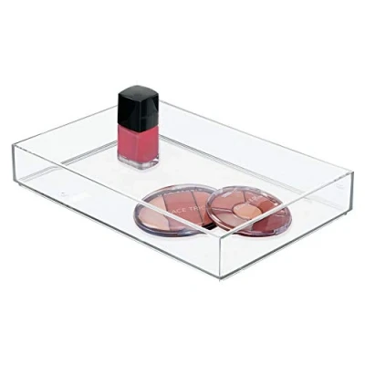 Immagine di iDesign Porta trucchi, Separatore cassetti extra large impilabile per cosmetici o cancelleria, Portaoggetti bagno cucina ufficio in plastica, trasparente