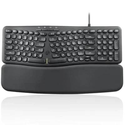Immagine di Perixx PERIBOARD 536B US Tastiera USB compatta, 16,34 x 5,71 1,61 pollici, dimensione Build in Number Pad Detachable Wrist Rest Silent Typing Black