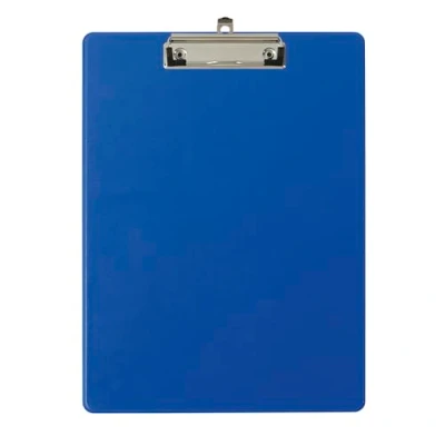 Immagine di Exacompta 19292E Porta blocco in cartone Balacron con busta plastica e clip sistema di fissaggio a parete formato 23 cm x 32 per documenti A4 colore blu.