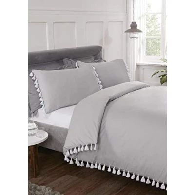 Immagine di Rapport Set copripiumino per letto king size con nappe, colore: Grigio