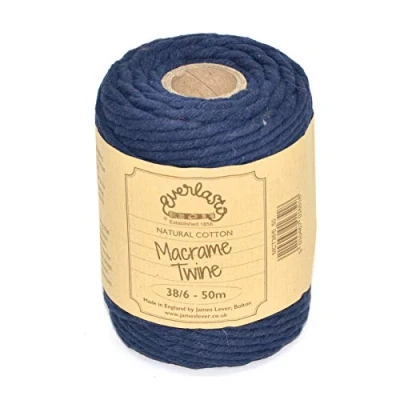 Immagine di Everlasto Bobine da 50 m, in morbido cotone colorato macramè 38/6 (4 mm circa) (blu navy)