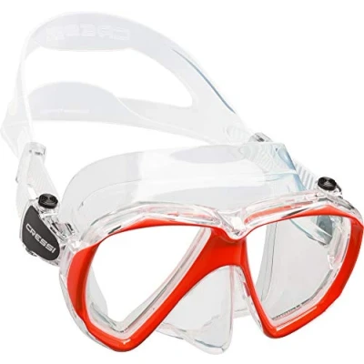 Immagine di Cressi Ranger Mask Maschera Subacquea a Due Vetri Temperati, Unisex Adulto, Trasparente/Rosso, Taglia Unica