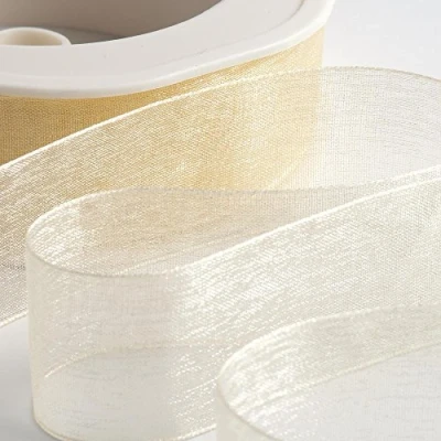 Immagine di Nastro in organza con bordo tessuto, 15 mm x 20 m (tutti i colori) Cream