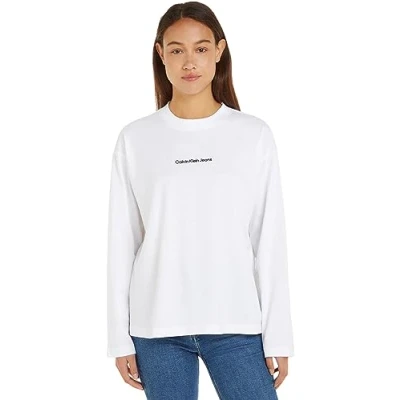 Immagine di Calvin Klein Jeans INSTITUTIONAL Loose Long Sleeves J20J222021 Top in Maglia a Maniche Lunghe, Bianco (Bright White), L Donna