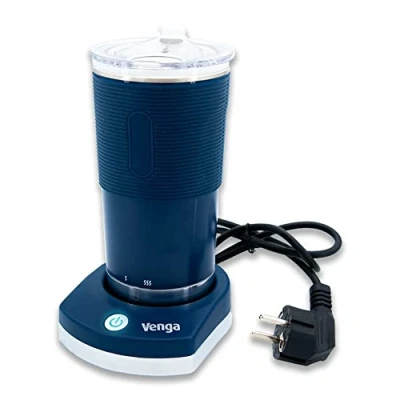 Immagine di Venga! Mini Bollitore Elettrico Compatto, 380 ml, Temperatura Regolabile, Doppia Parete, Display della Temperatura, Blu Navy/Acciaio Inossidabile, 600 W, VG TMUG 3000 BU