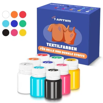 Immagine di 7 Artists Colori Tessuto Per Tessuti 9x20ml Permanenti Vernice Colore Stoffa Pittura