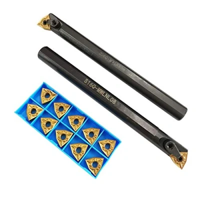 Immagine di ASZLBYM Barra di alesatura indicizzabile S16Q MWLNR08 + MWLNL08 con 10 inserti tornitura in carburo indicizzabili WNMG080404 CM per utensili tornio metallo
