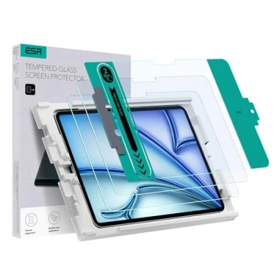 Immagine di ESR 2 Pezzi Pellicola Protettiva per iPad Air 11 M2 Pollici 2024, Vetro Temperato, Protezione lo Schermo Supporto di facile applicazione, Resistente ai graffi, Chiarezza HD
