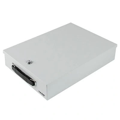 Immagine di HMF 141 07 Cassetta per Documenti con Serratura DIN A4 37,5 x 26,5 8 cm Grigio Chiaro