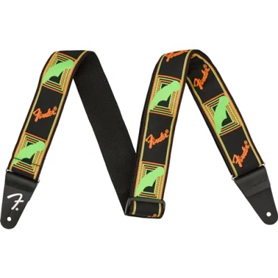 Immagine di Fender, NEON MONOGRAMMED STRAP, Tracolla per chitarra in poliestere, 5cm di larghezza, Colore Green Orange