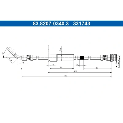 Immagine di ATE 83.8207 0340.3 Tubi Freno 353mm M10x1,5mm FORD: Puma SUV 1.0 Flexifuel, ST EcoBoost mHEV, EcoBoost, 1.5 EcoBlue