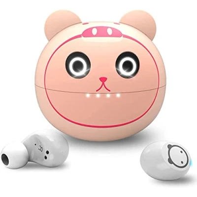 Immagine di AMAFACE Cuffie Wireless rosa Auricolari Bluetooth 5.0 con Mic 36H Playtime IPX5 impermeabile Display a LED USB C per bambini ragazze