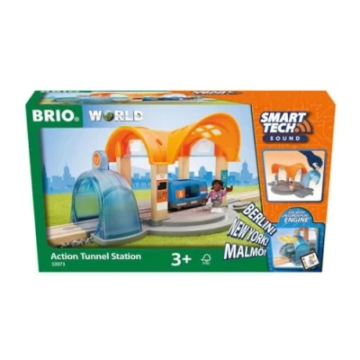 Immagine di BRIO World Stazione Ferroviaria con Tunnel Azione, Smart Tech Sound, Accessorio Pista Trenino, Set Costruzioni in Legno, Compatibile Tutti i Prodotti BRIO, Giocattolo per Bambini 3+ Anni