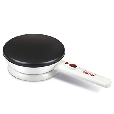 Immagine di Girmi TS36 Crepiera, 800 W, Rivestimento Antiaderente, Piastra 20 cm, Maniglia antiscottatura, Base a rotazione 360 gradi, Bianco