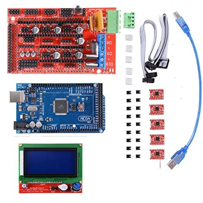 Immagine di Kit stampante 3D con 2560 mega Board + 1.4 RAMPE Driver controller 5pcs A4988 motore passo a dissipatore LCD 12864 Graphic Smart Display adattatore per