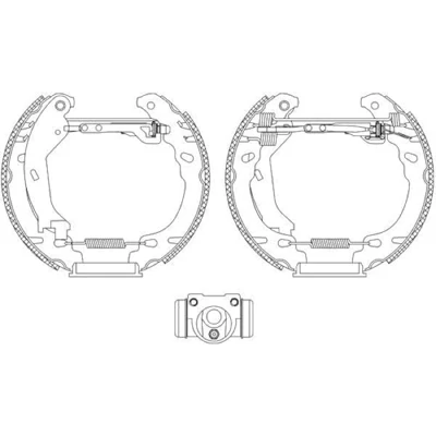 Immagine di HELLA Shoe Kit Pro 8DB 355 005 261 freno, Freno a tamburo con cilindretto regolatore/attuatore FIAT: Panda II Hatchback, 500 Hatchback