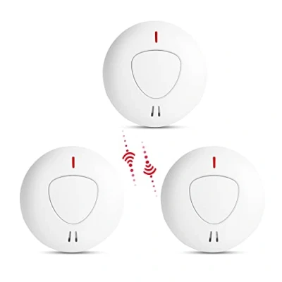 Immagine di fxo Rilevatore di Fumo (Pack of 3) Sensore Interconnesso con Batteria da 10 Anni Allarme Antifumo Può essere collegato l&#039;allarme monossido carbonio e calore (venduto separatamente)