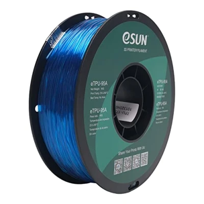 Immagine di eSUN Filamento TPU Flessibile 1.75mm, per Stampante 3D 95A, Precisione Dimensionale +/ 0.05mm, Bobina da 1kg (2.2 libbre) Stampa Stampanti 3D, Blu Trasparente