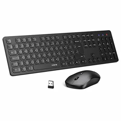 Immagine di Set di tastiera e mouse wireless slim da 2,4 Ghz Combo con layout inglese numerica DPI regolabile nero