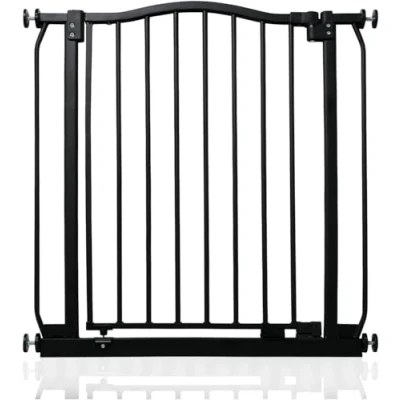 Immagine di Safetots Cancelletto di Sicurezza con Cima Curva, 71cm 80cm, Nero Opaco, Montaggio a Pressione per Scale, Bambini Porte, Corridoi e Spazi, Barriera