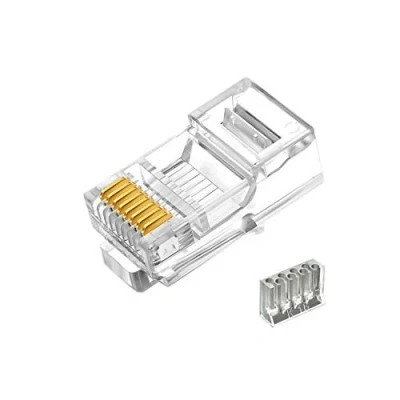 Immagine di 50 connettori Cat6 RJ45, spine 2 pezzi RJ45 non schermati in cristallo termina UTP 8P8C connettore di rete modulare