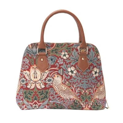 Immagine di Signare Tapestry Arazzo Top Handle borsa borse donna, donna tracolla con William Morris Designs (Strawberry Thief Red)