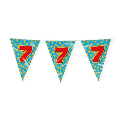 Immagine di PD Party 7042007 Happy Festa Zigolo 7, Blu/Oro, Foil Bunting, Doppia Faccia, Triangolare, 1000cm Lunghezza x 30cm Larghezza 0.1cm Altezza