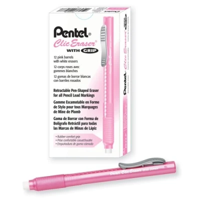 Immagine di Pentel Clic Gomma da cancellare, retrattile rosa