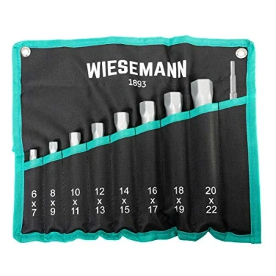 Immagine di Se da 10 chiavi a tubo 6 22 mm WIESEMANN 1893 I per interventi su rubinetti, candele di accensione, ecc. In un pratico astuccio arrotolabile 81420