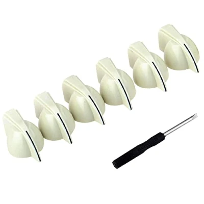 Immagine di Musiclily Pro Mancino Imperial Inch Size Pointer Manopole Chicken Head Knobs Pedale Effetti Amplificatore per Chitarra con Set Screw, Crema (Set di 6)