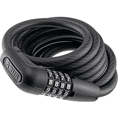 Immagine di ABUS lucchetto a cavo Numero 5510C/180 compatto con codice combinazione per biciclette due ruote e bambini livello di sicurezza 3 da 10 mm nero
