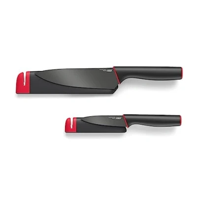 Immagine di Joseph Joseph, Slice&amp;Sharpen, coltello con lama professionale da 15 cm e per pelare 8,9 cm, laccato/rosso