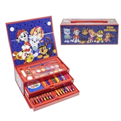 Immagine di Paw Patrol Set di Cancelleria, Include Matite Colorate, Pennarelli, Acquerelli, Pennello, Spugna, Matita, Gomma, Pastelli Colorati, Taccuino, Valigetta, Scuola per Ragazzi