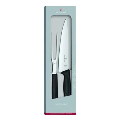 Immagine di Victorinox Swiss Classic, Set professionale per intaglio, 2 pezzi, Lama extra affilata, Manico robusto in plastica, Made, nero