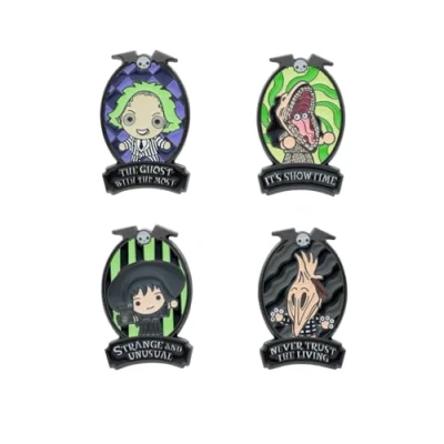Immagine di Grupo Erik: Set Spille Beetlejuice 4 Spillette Personalizzate di Beetlejuice, Smaltate in metallo, regalo Bambino, Idea Compleanno