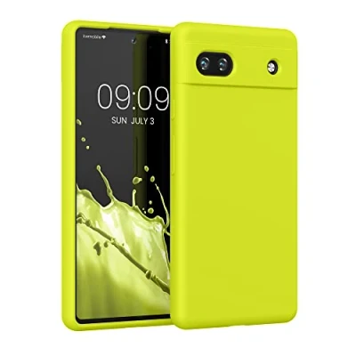 Immagine di kwmobile Cover per Google Pixel 6a Custodia Back Case Smartphone in Silicone TPU Protezione Gommata giallo pera