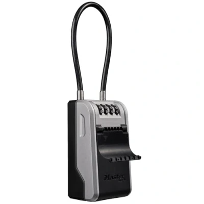 Immagine di Master Lock 5482EURD Cassetta Portachiavi Design Innovativo, ansa a Cavetto Flessibile, Grande capienza, Sicurezza Elevata, Aluminium, Grigio, Extra Large