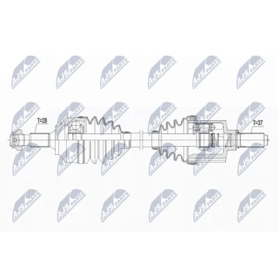 Immagine di NTY NPW PE 059 Albero motore / Semiasse Assale anteriore Sx 645mm 92mm