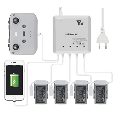Immagine di LYONGTECH Caricabatterie per DJI Air 2S, Mavic 2 Drone, 6 in 1 Caricatore,Ricarica 4 Batterie, Stazione di Ricarica Carica Batteria Accessori