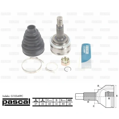Immagine di PASCAL G10349PC Kit Giunto Omocinetico lato ruota KIA: cee‘d I Hatchback, Station Wagon
