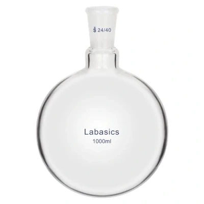 Immagine di Labasics Pallone a Fondo Tondo in Vetro, Vetro Borosilicato Muro Pesante Collo Corto Round Bottom Flask RBF Singolo con Giunto Esterno Conico Standard 24/40, 1000 ml