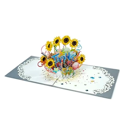 Immagine di paperdora® Biglietto Pop Up 3D „Grazie“ con Busta e Sigillo di Cera D&#039;Auguri Regalo Buono