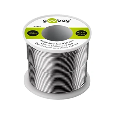 Immagine di Goobay 40845 Stagno per saldatura senza piombo, ø 1, 0 mm, 250 g, con una percentuale di argento (Ag) dello 0, 3%