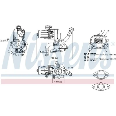 Immagine di NISSENS 98232 Valvola EGR elettrico con sensore, Centralina/Software NON va imparato/aggiornato, senza bypass depressione, cavo, elettronica