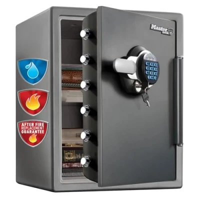 Immagine di Master Lock LTW205GYC Cassaforte Ignifuga e Tenuta Stagna/Combinazione Chiave, Ottima per Supporti Digitali, Gioielli, Portatile, 56 L