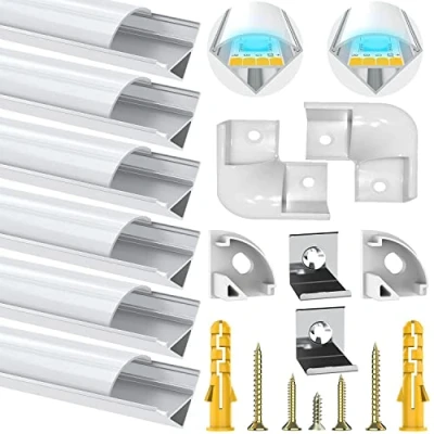 Immagine di Chesbung 6 Pack Led Alluminio Canale per Strisce LED, 1meter / 3.3ft Profilo In Trunking, Canali Striscia Diffusori, Con Copertura Bianca Lattea